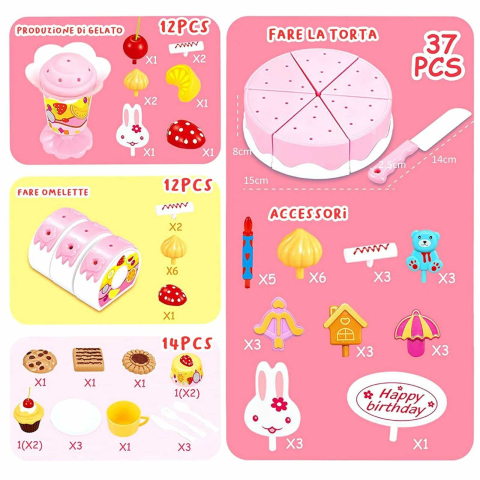 Tort aniversar, Jucarie copii cu scai, 75 accesorii, cescute si lumini [10]