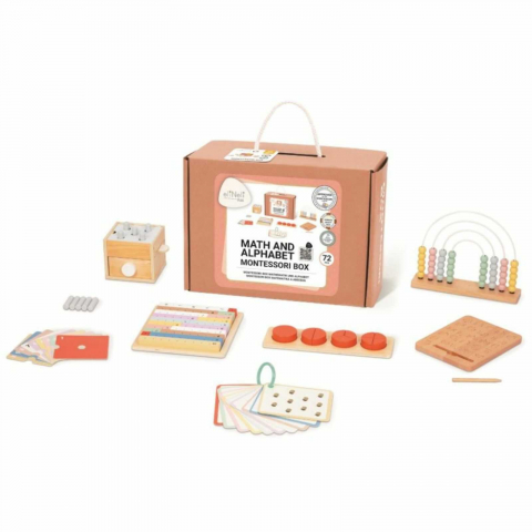 Jucării și Jocuri pentru copii - Cutie Educativa cu Jucarii Montessori Copii 2 ani+ Matematica si Alfabet