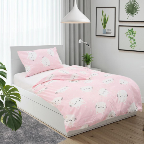 Set de pat single bumbac, 92 gsm, cat [2]