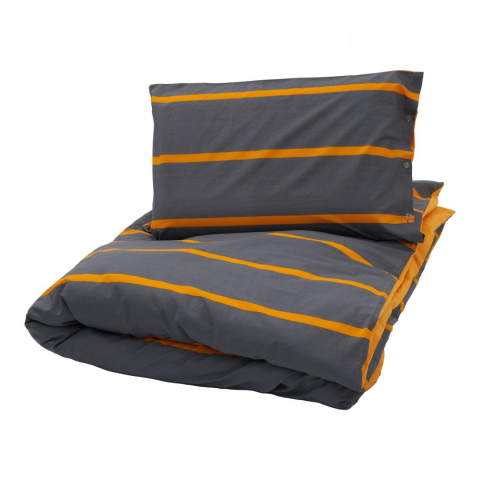 Set de pat single bumbac grey/orange [4]