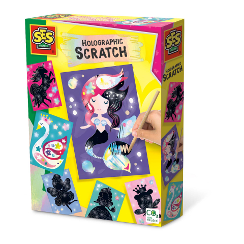 Seturi creative pentru copii - Set de razuit pentru copii - Planse holografice cu basme, copii varsta 3 ani+