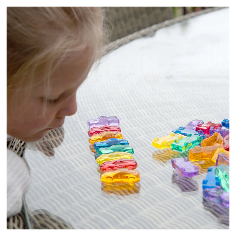 Set de sortare, Masinute translucide colorate, 72 piese, copii varsta 3-7 ani [2]