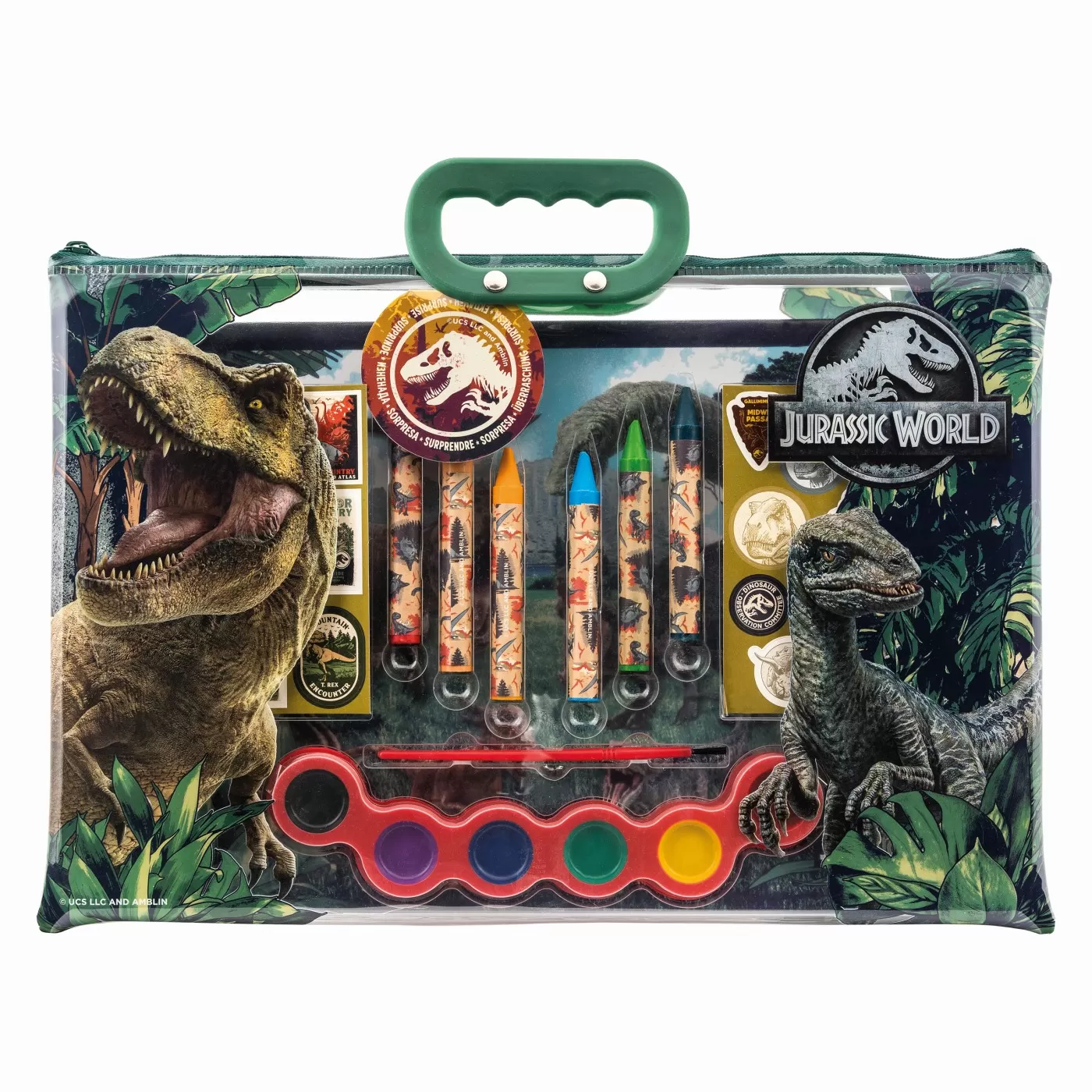 Cadouri Jucării Copii Grădiniță - Set pictura si desen, Jurassic World, Gentuta de creatie, varsta de la 3 ani la 5 ani