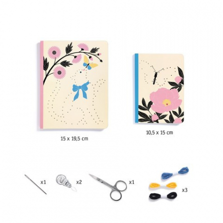 Set DIY pentru a broda 2 caiete, carnete cu coperta cusuta, Djeco [2]