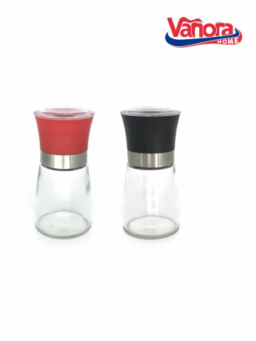 Rasnite si dozatoare condimente - Set doua rasnite ceramice sare&piper 13.5cm, rosu/negru, vanora home