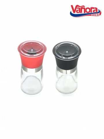 Set doua rasnite ceramice sare&piper 13.5cm, rosu/negru, vanora home [1]