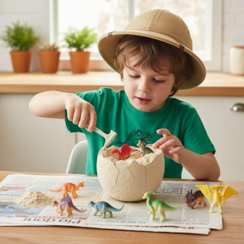 Set excavatie dinozauri copii, ou mare cu 12 dinozauri, jucarie educativa STEM, 6 ani+ [1]