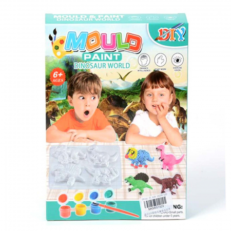 Figurine de pictat, Ipsos, Lemn - Set figurine din ipsos de pictat sau desenat, kit realizare Dinozauri