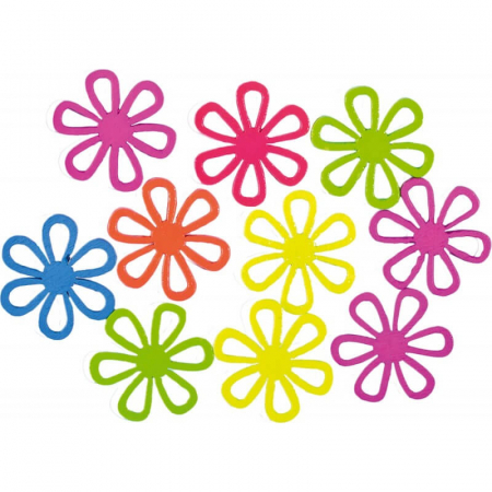 Art & Craft si Artizanat - Set flori colorate, din lemn, 12 bucati