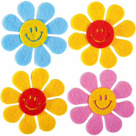 Lichidare stoc - Totul la 9.90 Lei - Set 4 Flori din Fetru si Pasla, Accesorii Craft Copii - Micostore.ro