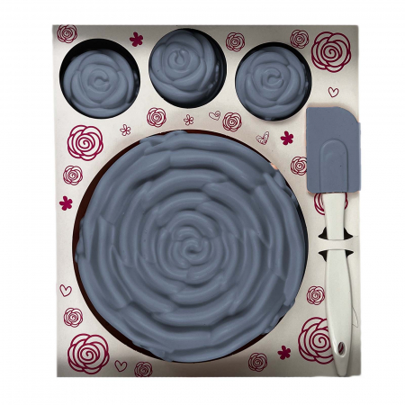 Set forme din silicon, prajituri si tort, cu spatula, 7 piese, Gri [3]