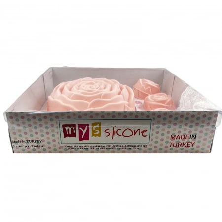 Set forme din silicon, prajituri si tort, cu spatula, 7 piese, Roz [4]