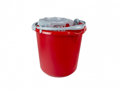 Curatenie, intretinere casa - Set găleată plastic 10 L + storcător pentru mop roșie