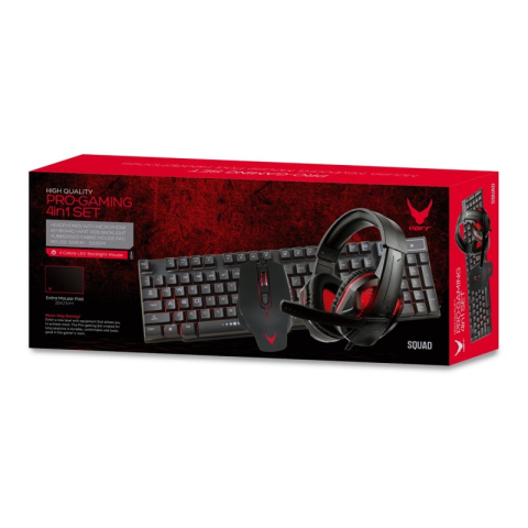 Periferice IT - Set gaming - tastatura + mouse + casti + mousepad Omega Varr Gaming VG4IN1SET03, USB, iluminare, microfon, negru