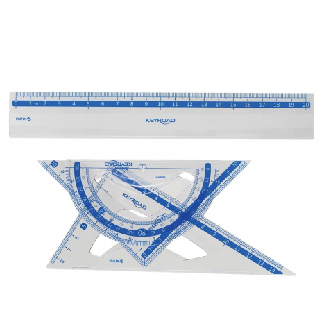 Set geometrie Keyroad, 4 piese, PVC transparent, 20 cm [2]