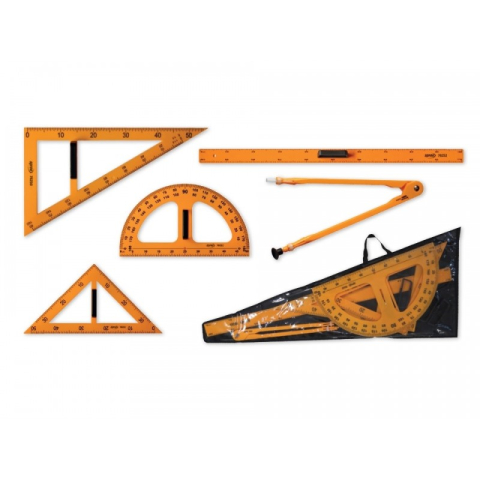 Instrumente de Geometrie: Rigle, Echere, Compasuri si Truse - Set geometrie didactic profesor 5 piese