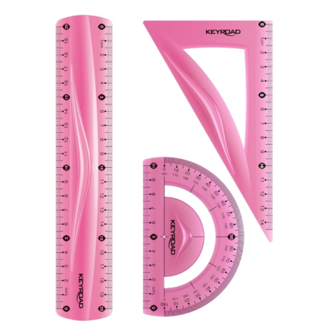Set geometrie Keyroad KR970858, 20cm, PVC, diverse culori, flexibil, blister 3 piese [3]