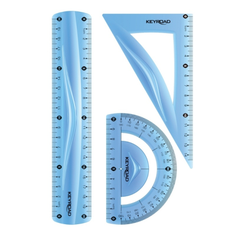 Set geometrie Keyroad KR970858, 20cm, PVC, diverse culori, flexibil, blister 3 piese [2]