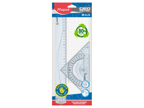 Rechizite Școlare - Set geometrie Maped Geometric 3 piese/30 cm pentru stângaci