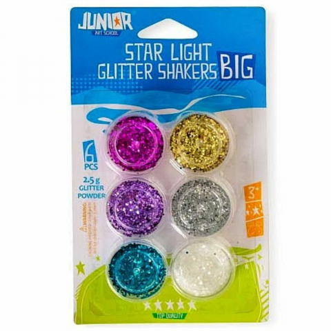 Art & Craft si Artizanat - Set Glitter 6 Culori - 6 Recipiente cu Sclipici, 2.5 g fiecare - Junior
