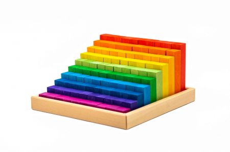 Set 100 piese din lemn, colorate, cuburi pentru construit, varsta 3 - 6, 6 - 9 ani, Baiat, Fata [1]