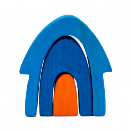 Set de construit din lemn, Casuta, Bleu- Micostore.ro