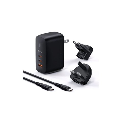 Set Incarcator Retea Mcdodo Mecha Series GaN 65W Dual Type-C + Cablu Type-c la Type-c 60W 2m EU/UK/US plug Black [4]