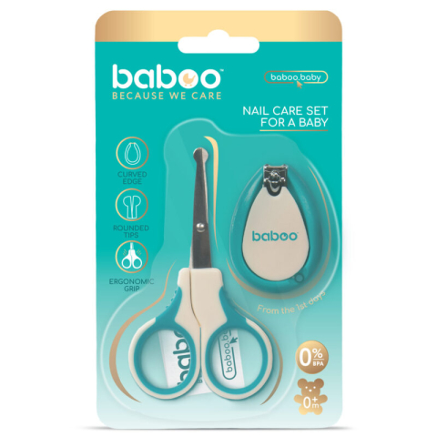 Diversificare si Ingrijire Bebe - Set ingrijire unghii bebe cu forfecuta si unghiera baboo - 0 luni+