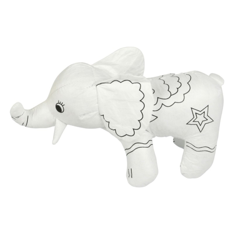 Set Jucarie vatelina pentru colorat lavabila + Carioci Keyroad Washable, 6 culori - 20x14cm - elefant, Colorarte [1]