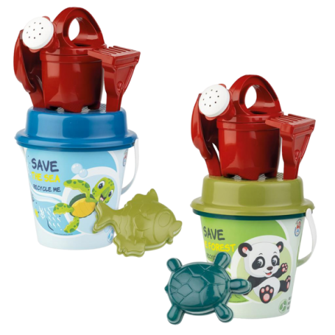 Jucării nisip, plajă și grădină - Set jucarii apa si nisip Galetusa cu unelte Recycled
