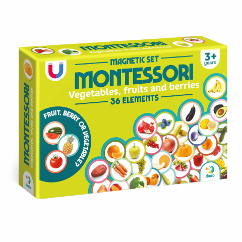 Jucării și Jocuri pentru copii - Set magneti Montessori - Fructe si legume