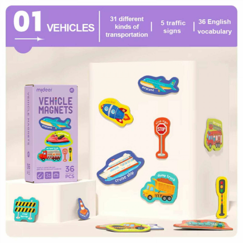 Set Magnetic Vehicule, 36 Piese - Magneți Frigider și Tabla Magnetică [6]