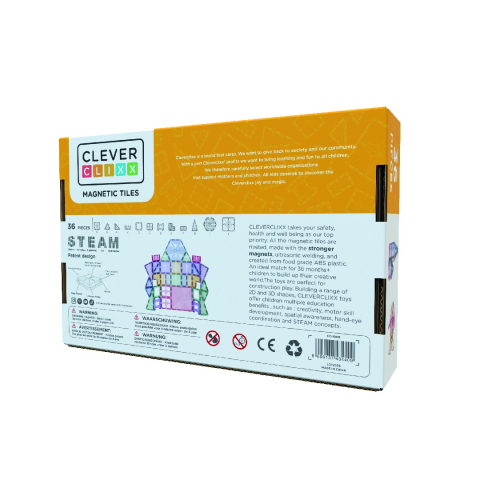Set magnetic de construit Pastel 36 piese, Cleverclixx pentru Baiat, Fata varsta 45722 [2]