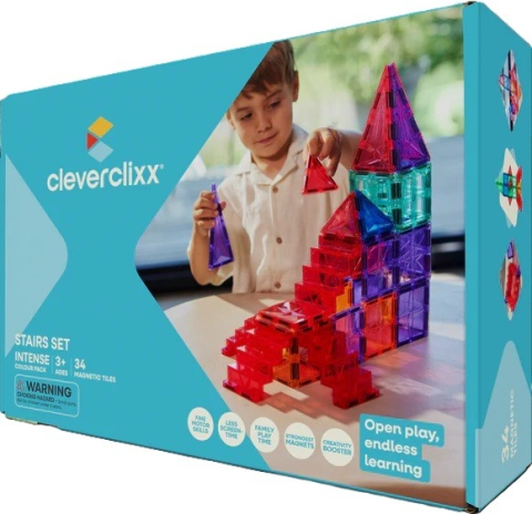 Jucării și Jocuri pentru copii - Set magnetic de construit Scari, Cleverclixx Baiat, Fata, varsta 3 - 6 ani, 6 - 9 ani