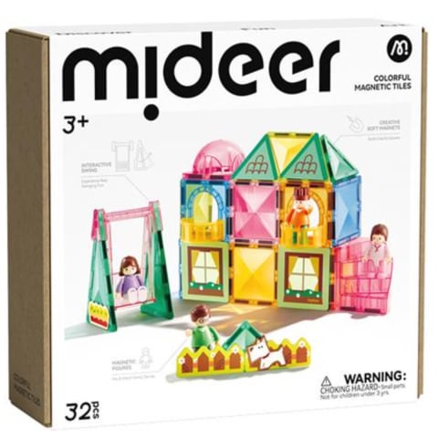 Jucării și Jocuri pentru copii - Set Magnetic Mideer My First Kit - Joc Educativ de Constructie si Rol cu 32 Piese Magnetice Sigure
