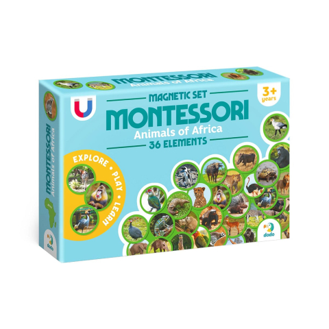 Jucării și Jocuri pentru copii - Set magnetic Montessori, Animale din Africa, varsta 3-7 ani