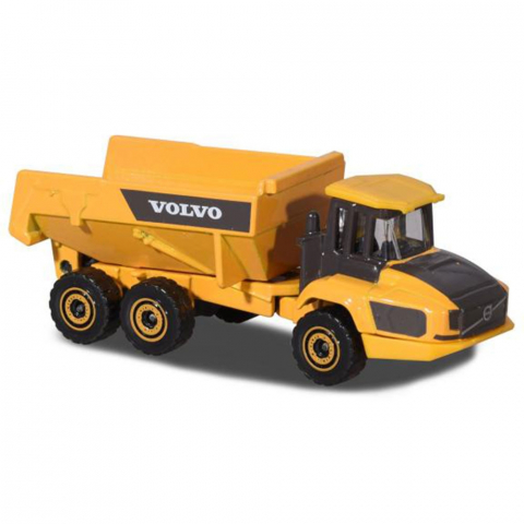 Set Majorette Volvo camion cu remorca, camion basculant, buldozer si excavator [3]