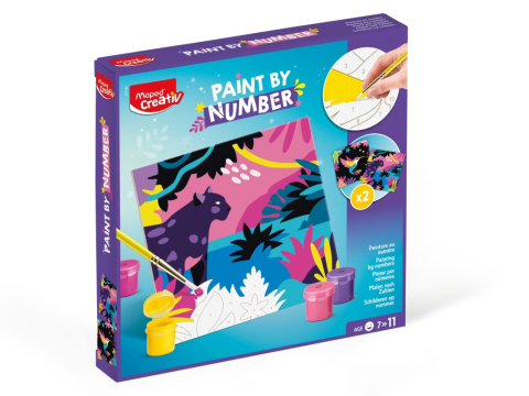 Seturi creative pentru copii - Set Maped Creativ Paint by number - Leopard și Pasăre