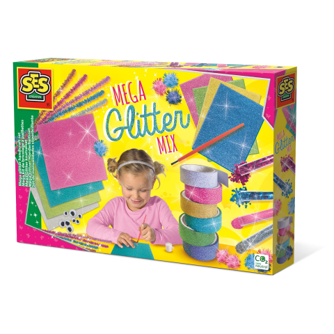 Seturi creative pentru copii - Set mare de lucru manual pentru copii cu mix de sclipici, copii varsta 5 ani+