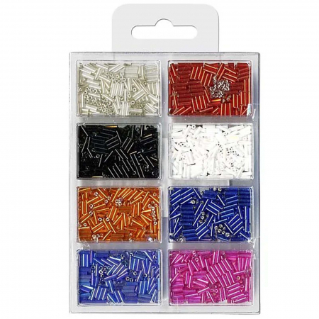 Set margele cilindrice din plastic, mix culori perlate, 2.5 mm, 60 g [1]