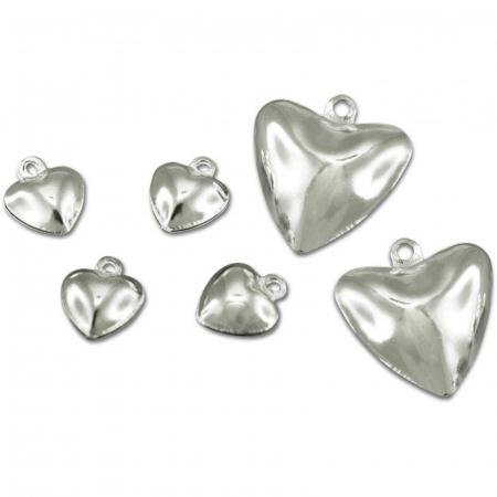 Art & Craft si Artizanat - Inimioare din metal, placate cu argint, 6 bucati