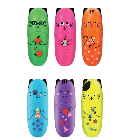 Set marker evidențiator fluo Besty Cats, 6 culori  (6 buc/blister, 8 buc/display) [2]