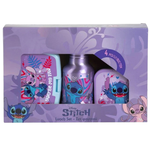 Set Masa Pranz pentru copii, Stitch & Angel, Sticla si 3 Caserole, Fara BPA [1]
