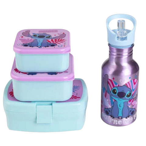 Set Masa Pranz pentru copii, Stitch & Angel, Sticla si 3 Caserole, Fara BPA [3]