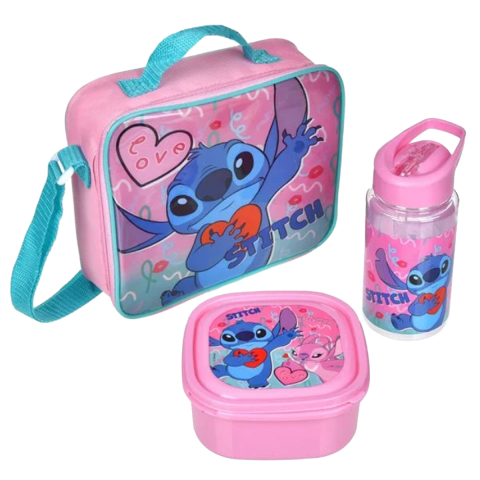 Set Masa Pranz pentru Fete, Stitch Geanta Izoterma, Caserola si Sticla Pop-Up [0]