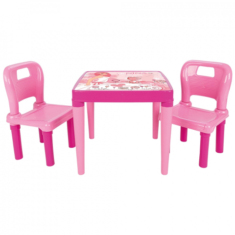 Camera copilului - Set Masuta cu 2 scaune pentru copii Pilsan Hobby Study Table pink