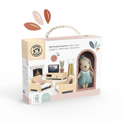 Set mobilier living pentru casa de papusi , Speedy Monkey pentru Fata varsta 3 - 6, 6 - 9 [1]