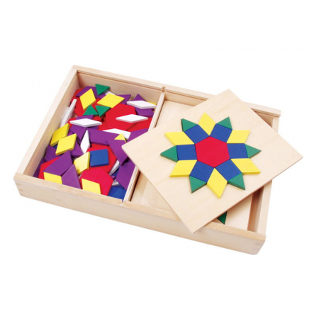 Jucării și Jocuri pentru copii - Set mozaic din lemn, Tangram cu modele