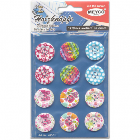 Art & Craft si Artizanat - Set nasturi colorati, 12 bucati, 25 mm