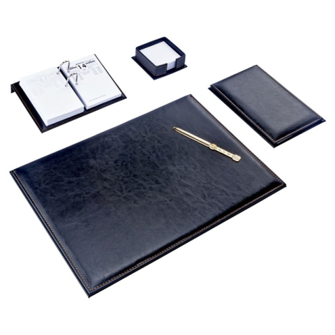 Articole pentru birou - Set pentru birou Nova BR-0500, imitatie piele, 5 piese, negru
